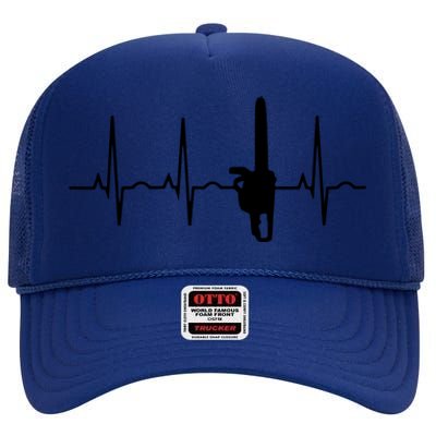 Lumberjack Chainsaw Heartbeat For Arborists High Crown Mesh Back Trucker Hat