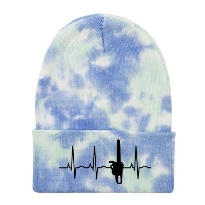 Lumberjack Chainsaw Heartbeat For Arborists Tie Dye 12in Knit Beanie