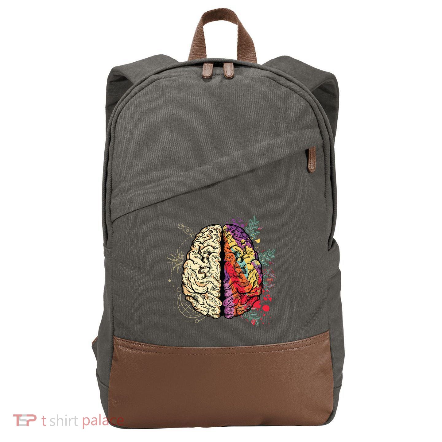 Logical Creative Human Brain Cotton Canvas Backpack
