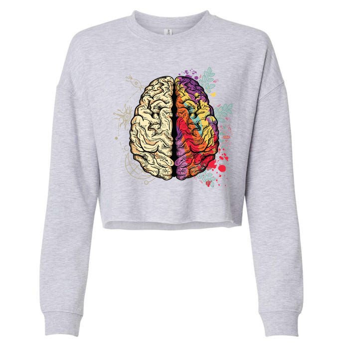 Logical Creative Human Brain Cropped Pullover Crew