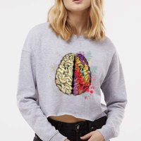 Logical Creative Human Brain Cropped Pullover Crew