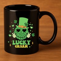 Lucky Charms Happy St Patricks Day Irish Shamrock Leprechaun 11oz C Handle Ceramic Mug