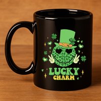 Lucky Charms Happy St Patricks Day Irish Shamrock Leprechaun 11oz C Handle Ceramic Mug