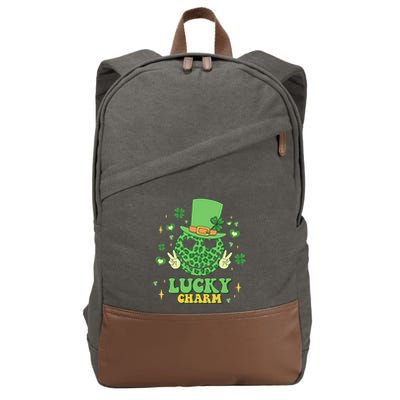 Lucky Charms Happy St Patricks Day Irish Shamrock Leprechaun Cotton Canvas Backpack