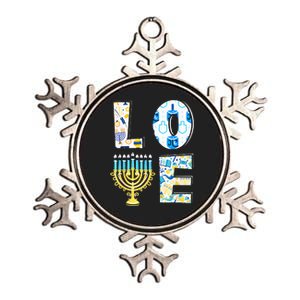 Love Cute Hanukkah Chanukah Menorah Pajama Matching Family Metallic Star Ornament