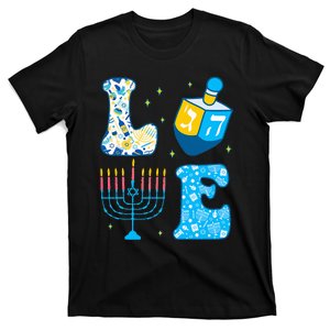 Love Cute Hanukkah Dreidel Menorah Chanukah Jewish Holiday T-Shirt