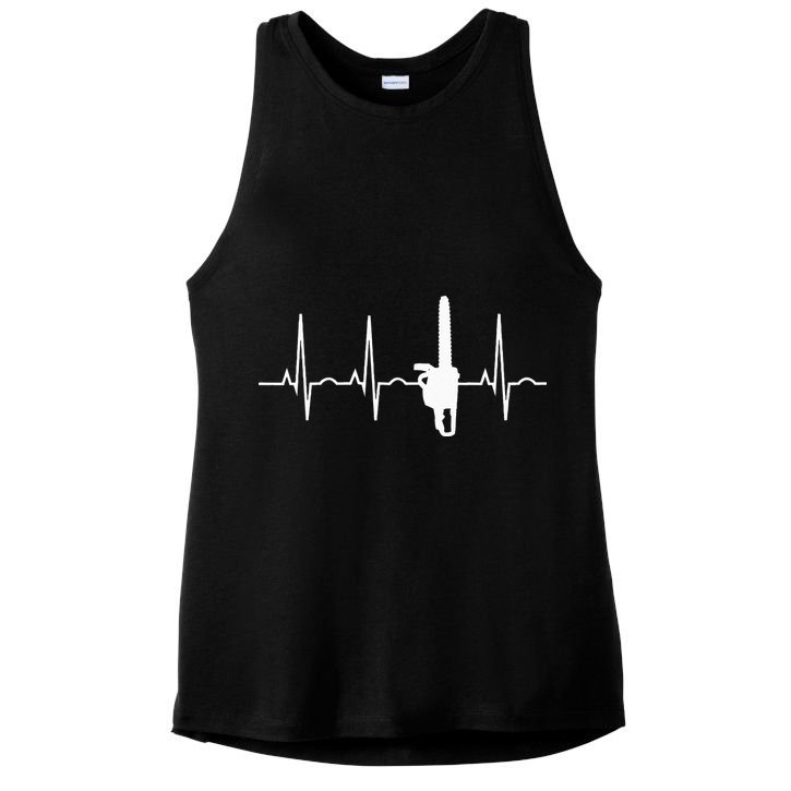 Lumberjack Chainsaw Heartbeat For Arborists Ladies PosiCharge Tri-Blend Wicking Tank