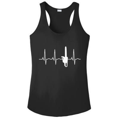 Lumberjack Chainsaw Heartbeat For Arborists Ladies PosiCharge Competitor Racerback Tank