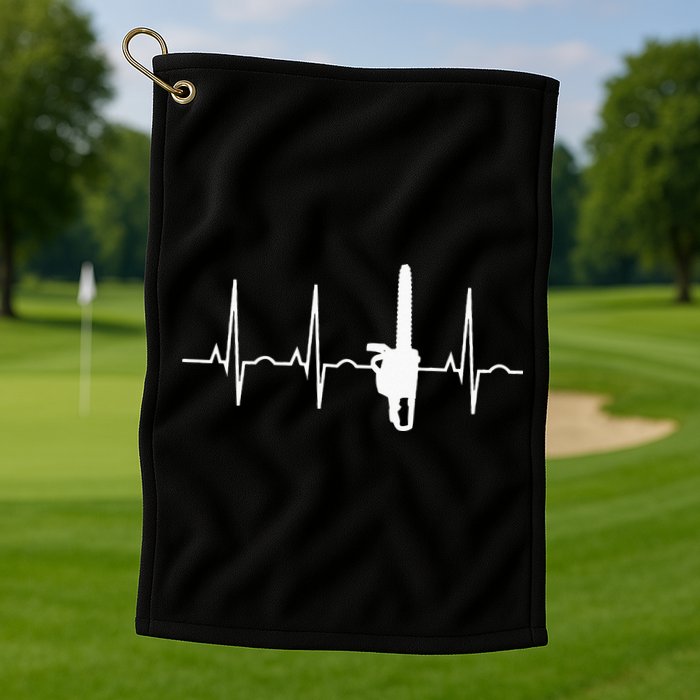 Lumberjack Chainsaw Heartbeat For Arborists Golf Towel