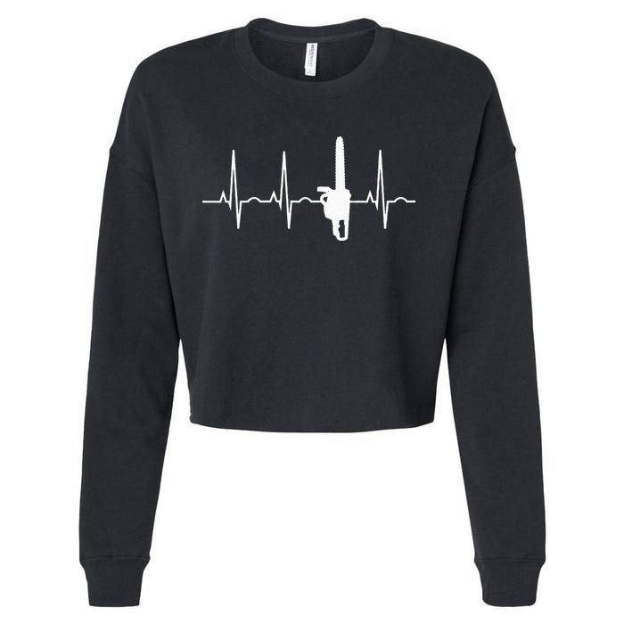 Lumberjack Chainsaw Heartbeat For Arborists Cropped Pullover Crew