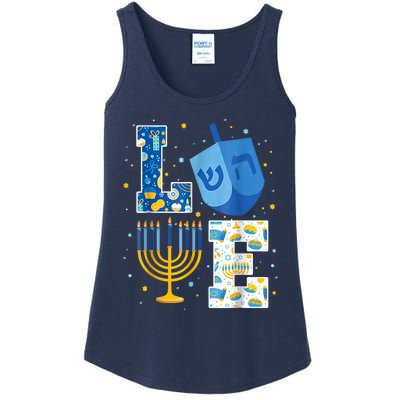 LOVE Cute Hanukkah Decorations Dreidel Menorah Chanukah Ladies Essential Tank