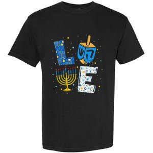 Love Cute Hanukkah Decorations Dreidel Menorah Chanukah Garment-Dyed Heavyweight T-Shirt