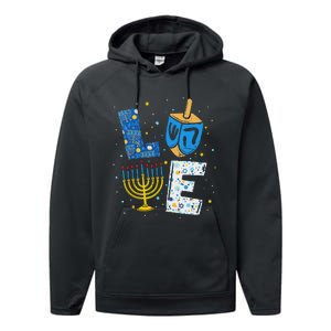 Love Cute Hanukkah Decorations Dreidel Menorah Chanukah Performance Fleece Hoodie