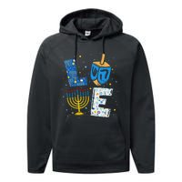 Love Cute Hanukkah Decorations Dreidel Menorah Chanukah Performance Fleece Hoodie