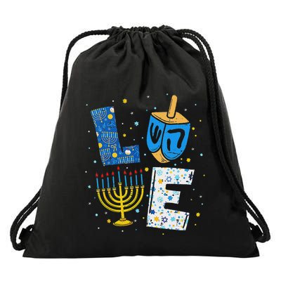 Love Cute Hanukkah Decorations Dreidel Menorah Chanukah Drawstring Bag