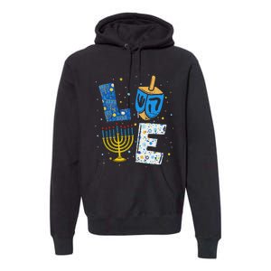 Love Cute Hanukkah Decorations Dreidel Menorah Chanukah Premium Hoodie