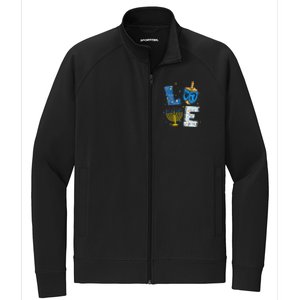 Love Cute Hanukkah Decorations Dreidel Menorah Chanukah Stretch Full-Zip Cadet Jacket