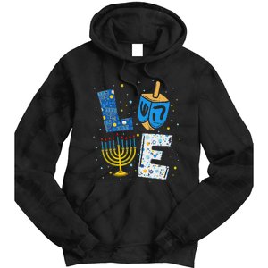 Love Cute Hanukkah Decorations Dreidel Menorah Chanukah Tie Dye Hoodie