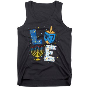 Love Cute Hanukkah Decorations Dreidel Menorah Chanukah Tank Top