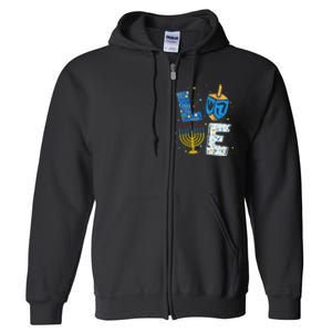 Love Cute Hanukkah Decorations Dreidel Menorah Chanukah Full Zip Hoodie