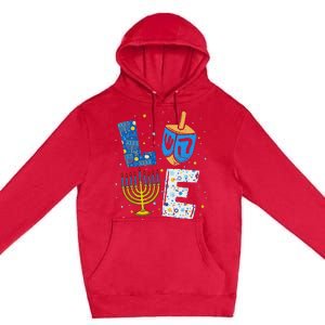 Love Cute Hanukkah Decorations Dreidel Menorah Chanukah Premium Pullover Hoodie