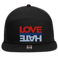 Love Conquers Hate 7 Panel Mesh Trucker Snapback Hat