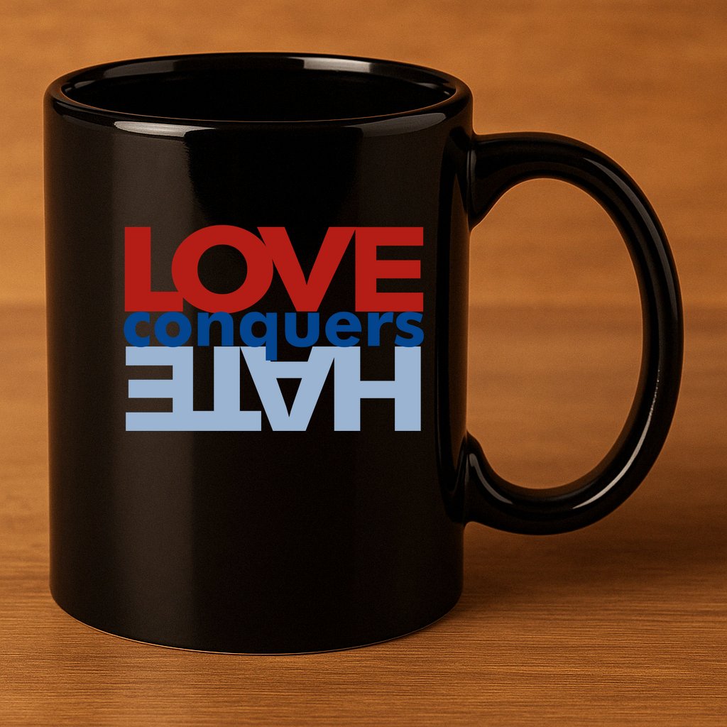 Love Conquers Hate 11oz C Handle Ceramic Mug
