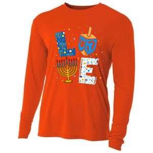 Love Cute Hanukkah Decorations Dreidel Menorah Chanukah Cooling Performance Long Sleeve Crew