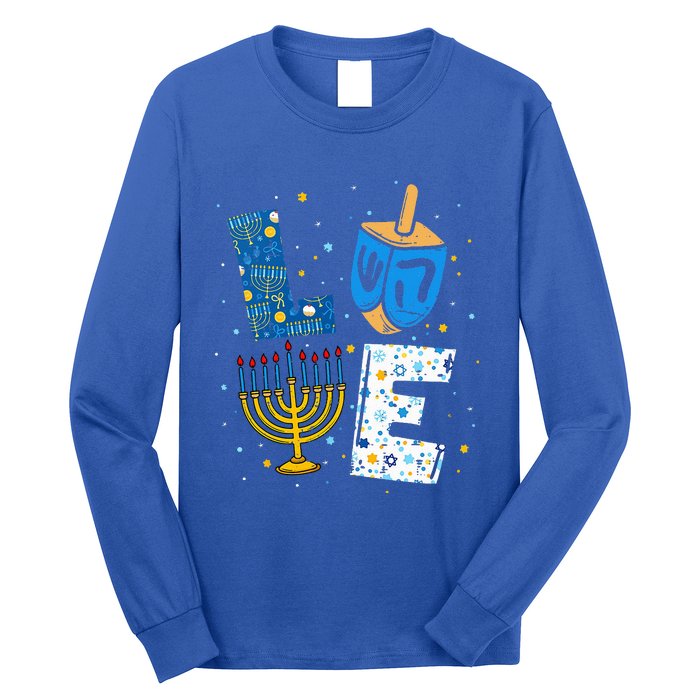 Love Cute Hanukkah Decorations Dreidel Menorah Chanukah Long Sleeve Shirt