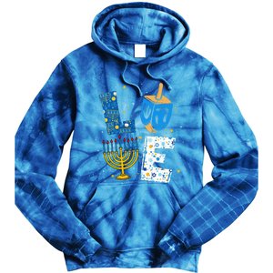 Love Cute Hanukkah Decorations Dreidel Menorah Chanukah Tie Dye Hoodie