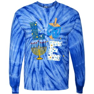 Love Cute Hanukkah Decorations Dreidel Menorah Chanukah Tie-Dye Long Sleeve Shirt