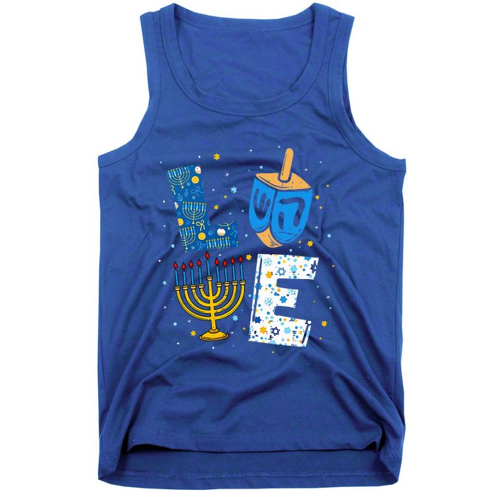 Love Cute Hanukkah Decorations Dreidel Menorah Chanukah Tank Top