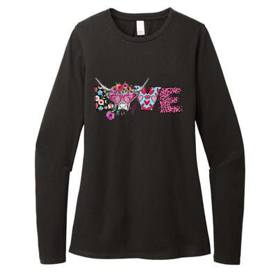 Love Cow Heart Leopard Moolentine Valentine's Day Man Womens CVC Long Sleeve Shirt