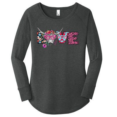 Love Cow Heart Leopard Moolentine Valentine's Day Man Women's Perfect Tri Tunic Long Sleeve Shirt