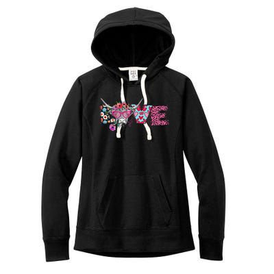 Love Cow Heart Leopard Moolentine Valentine's Day Man Women's Fleece Hoodie