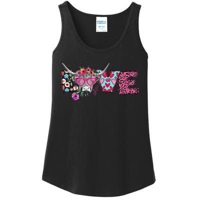 Love Cow Heart Leopard Moolentine Valentine's Day Man Ladies Essential Tank