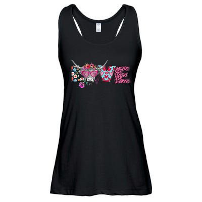 Love Cow Heart Leopard Moolentine Valentine's Day Man Ladies Essential Flowy Tank