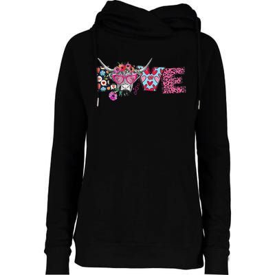 Love Cow Heart Leopard Moolentine Valentine's Day Man Womens Funnel Neck Pullover Hood