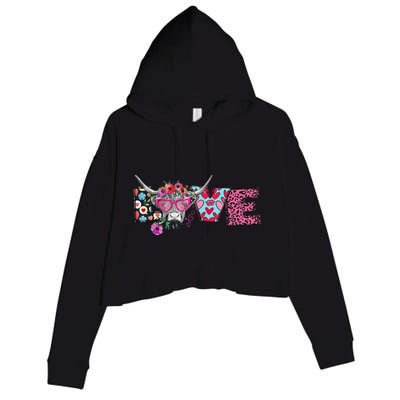 Love Cow Heart Leopard Moolentine Valentine's Day Man Crop Fleece Hoodie