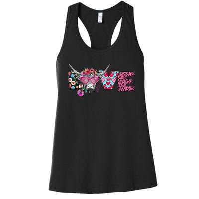 Love Cow Heart Leopard Moolentine Valentine's Day Man Women's Racerback Tank