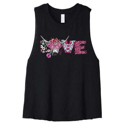 Love Cow Heart Leopard Moolentine Valentine's Day Man Women's Racerback Cropped Tank