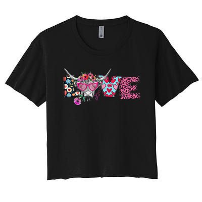 Love Cow Heart Leopard Moolentine Valentine's Day Man Women's Crop Top Tee