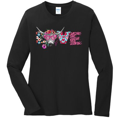 Love Cow Heart Leopard Moolentine Valentine's Day Man Ladies Long Sleeve Shirt