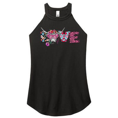 Love Cow Heart Leopard Moolentine Valentine's Day Man Women's Perfect Tri Rocker Tank