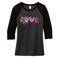 Love Cow Heart Leopard Moolentine Valentine's Day Man Women's Tri-Blend 3/4-Sleeve Raglan Shirt