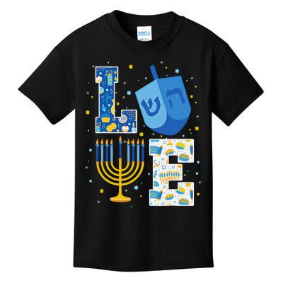 LOVE Cute Hanukkah Decorations Dreidel Menorah Chanukah     Kids T-Shirt