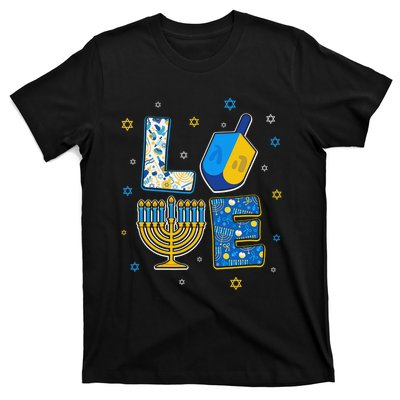 Love Cute Hanukkah Decorations Dreidel Menorah Chanukah  T-Shirt