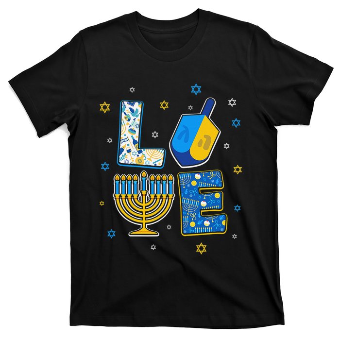 Love Cute Hanukkah Decorations Dreidel Menorah Chanukah  T-Shirt