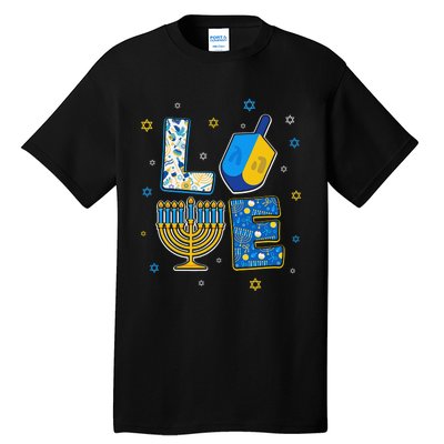 Love Cute Hanukkah Decorations Dreidel Menorah Chanukah  Tall T-Shirt