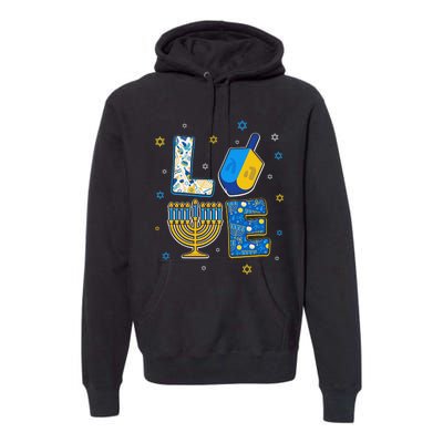 Love Cute Hanukkah Decorations Dreidel Menorah Chanukah  Premium Hoodie